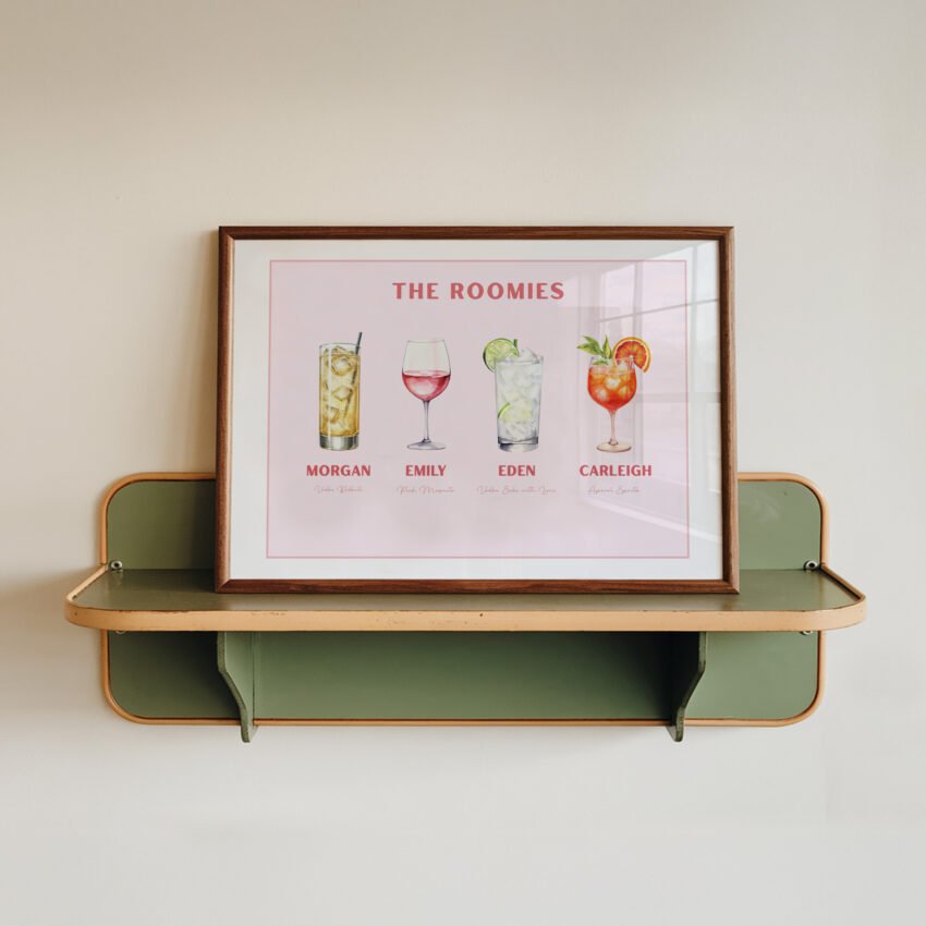 Custom Roommate Cocktail Print - Solid Pink - Image 2