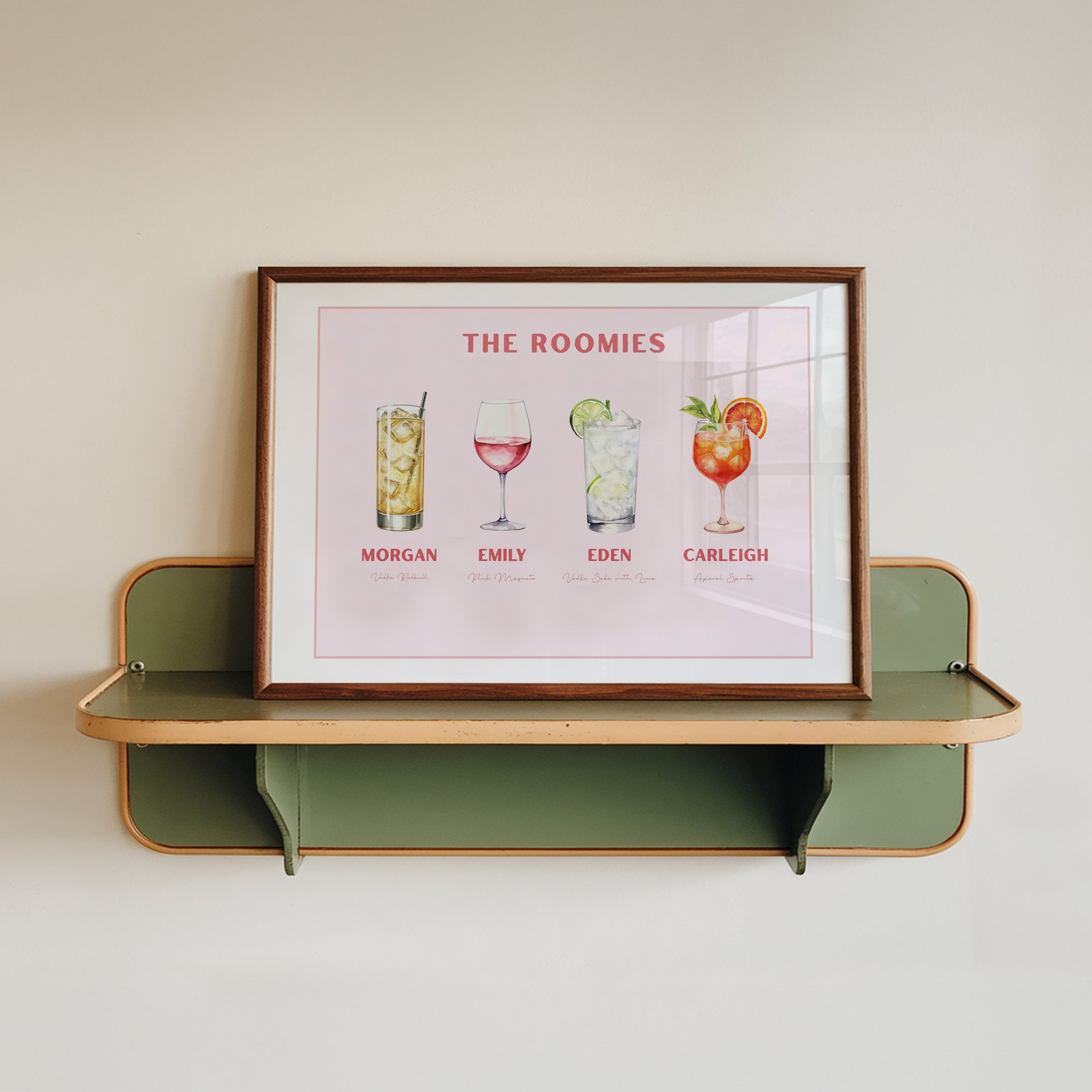 Custom Roommate Cocktail Print - Solid Pink - Image 2
