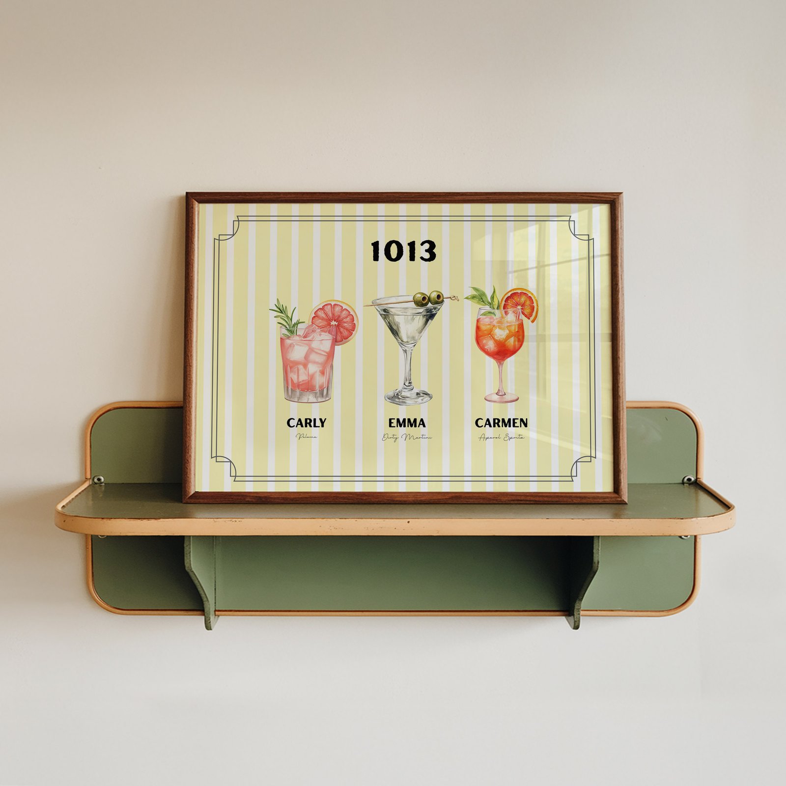 Custom Roommate Cocktail Print - Yellow Stripes - Image 3