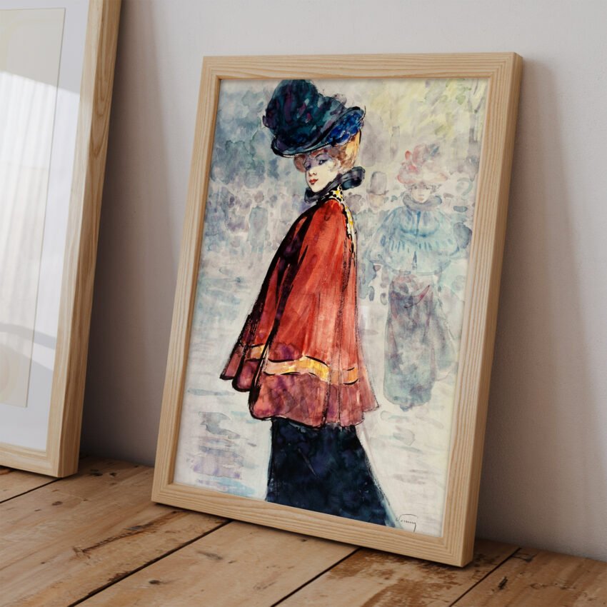 Elegant in Red Cape by Henry Somm - Image 2