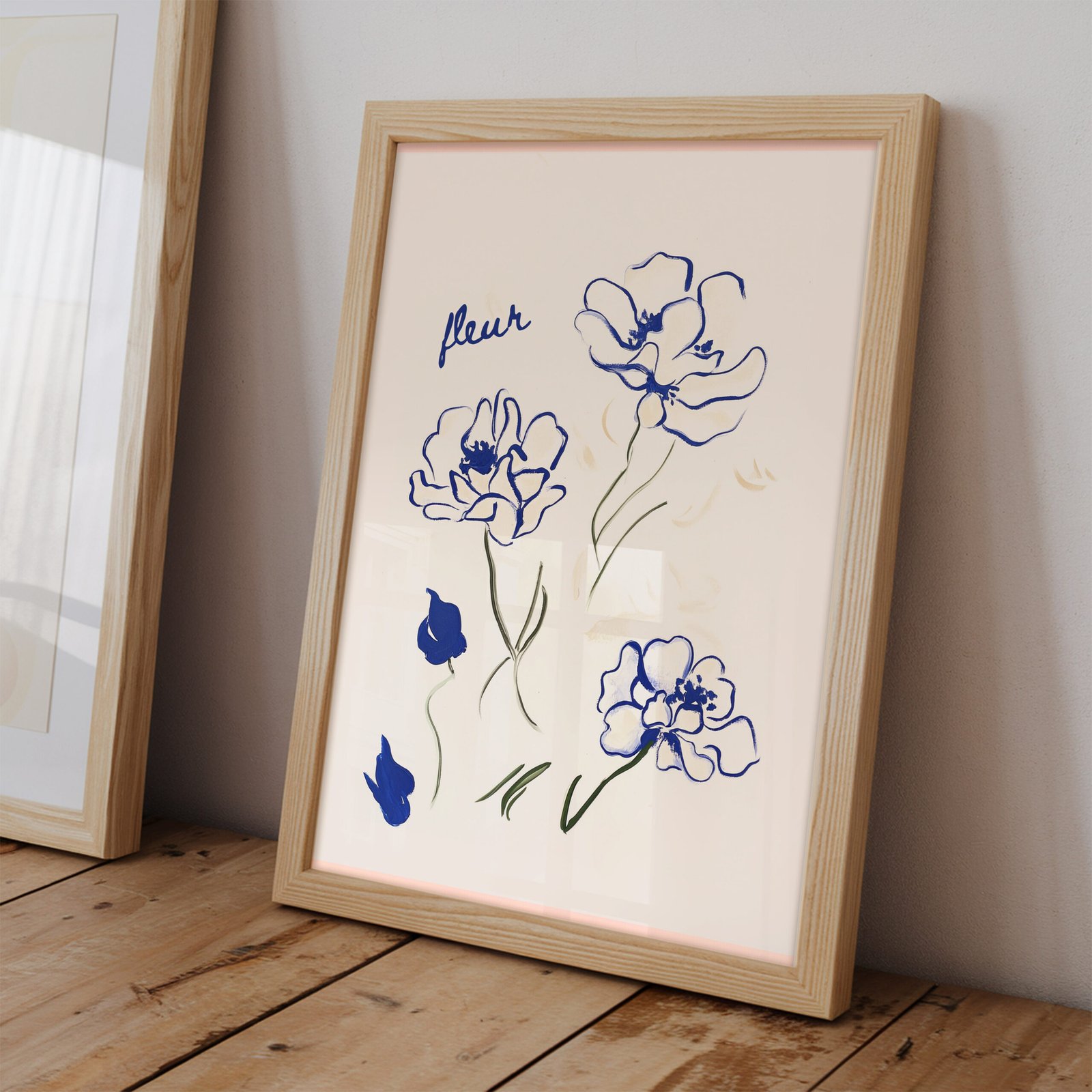 Blue Botanical Line Art Print - Image 2