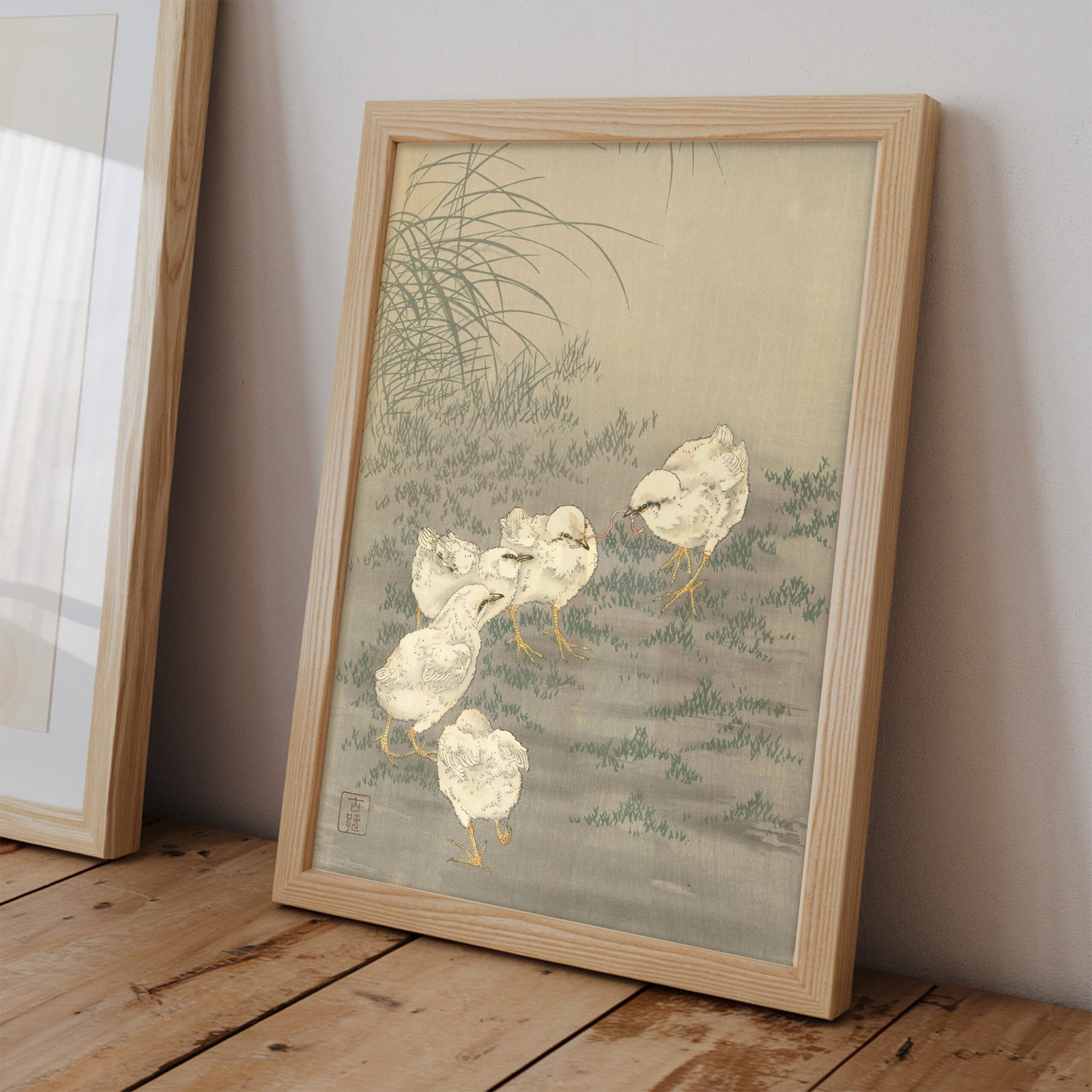 Five Chicks in Grass by Ohara Koson - Image 2
