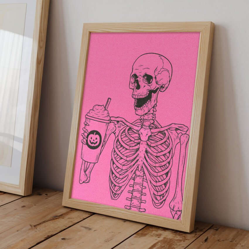 Skeleton Holding a Pumpkin Spice - Image 2