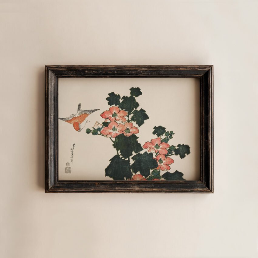 Red Roses and Bird by Katsushika Hokusai - Image 3