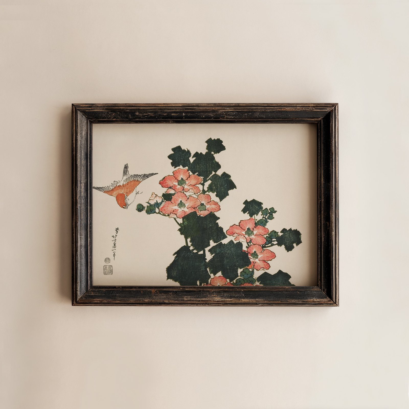 Red Roses and Bird by Katsushika Hokusai - Image 3