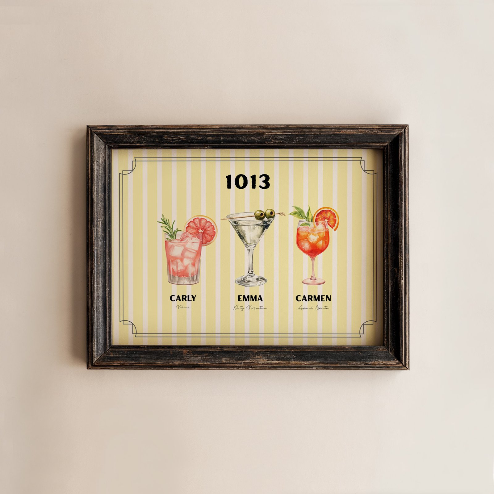 Custom Roommate Cocktail Print - Yellow Stripes - Image 4