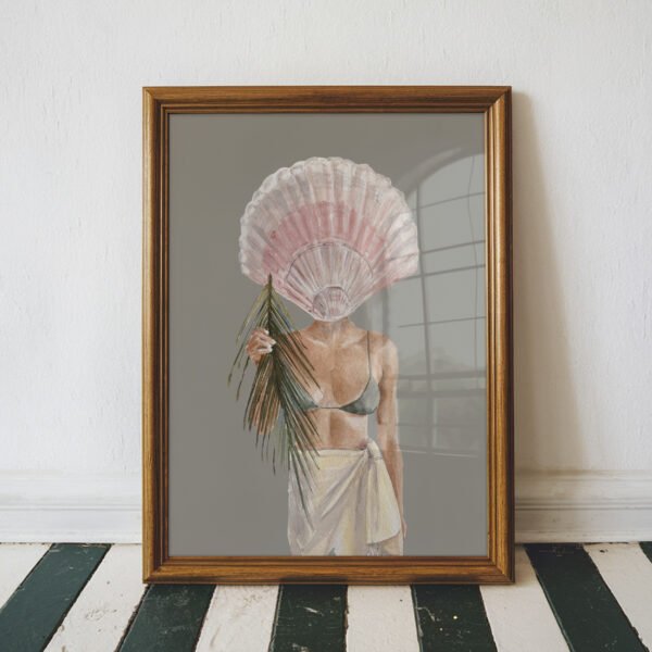 Seashell Head Woman Print