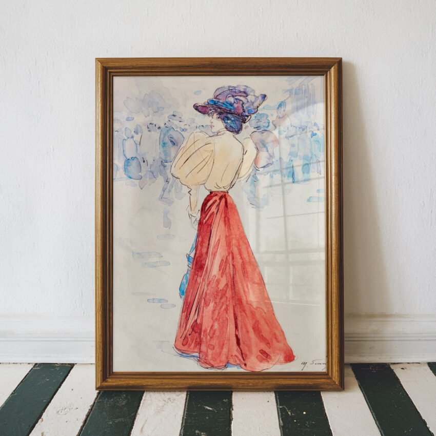 Elegant with a Red Skirt by Henry Somm - Image 3