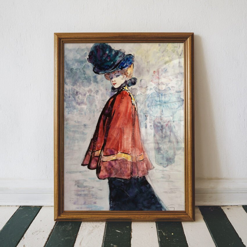 Elegant in Red Cape by Henry Somm - Image 3