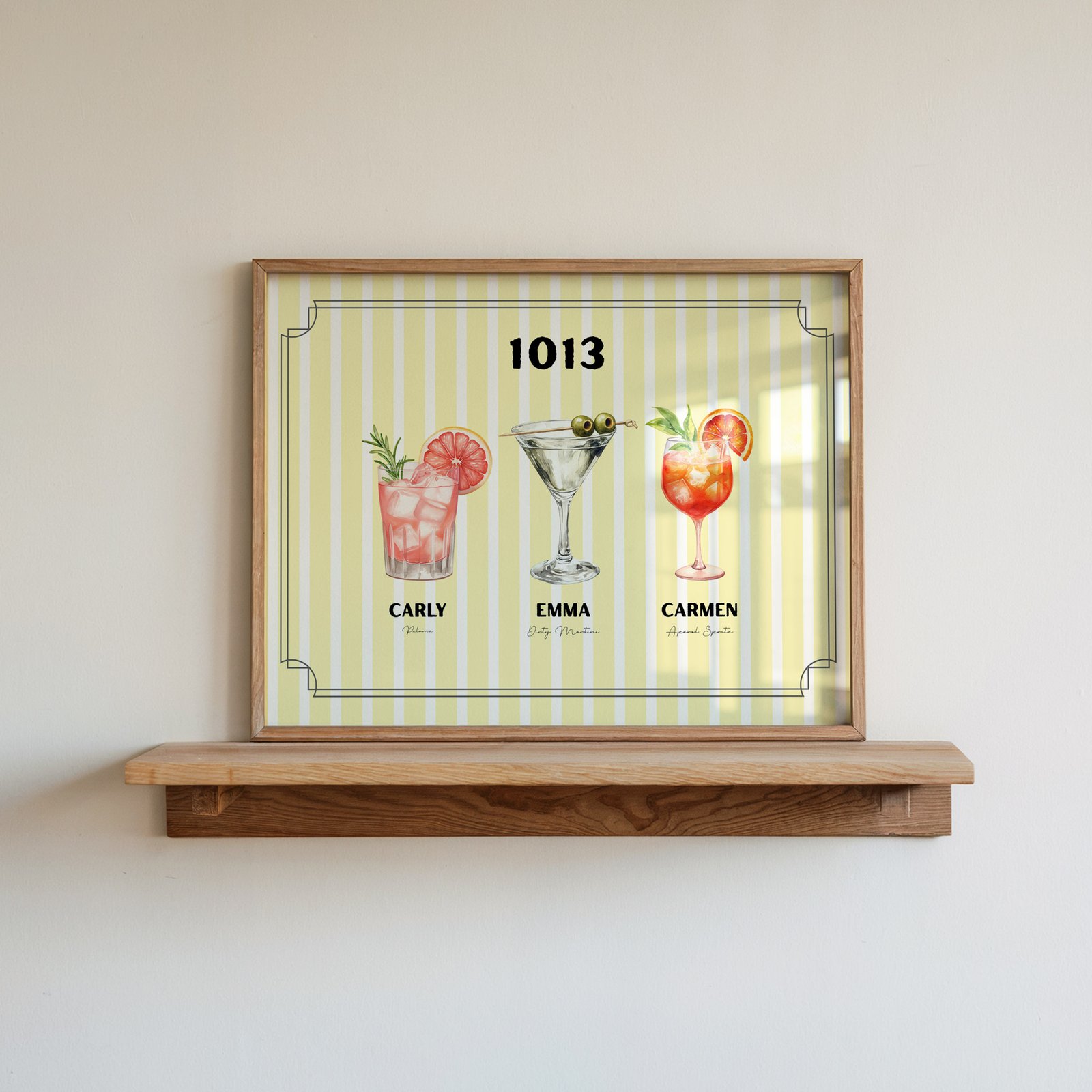 Custom Roommate Cocktail Print - Yellow Stripes - Image 2