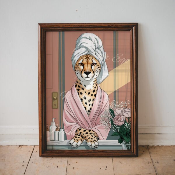 Cheetah in Spa Robe