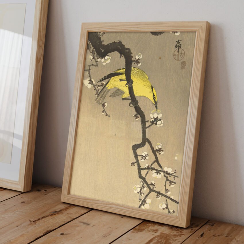Chinese Golden Oriole on Plum Blossom Branch by Ohara Koson - Image 2