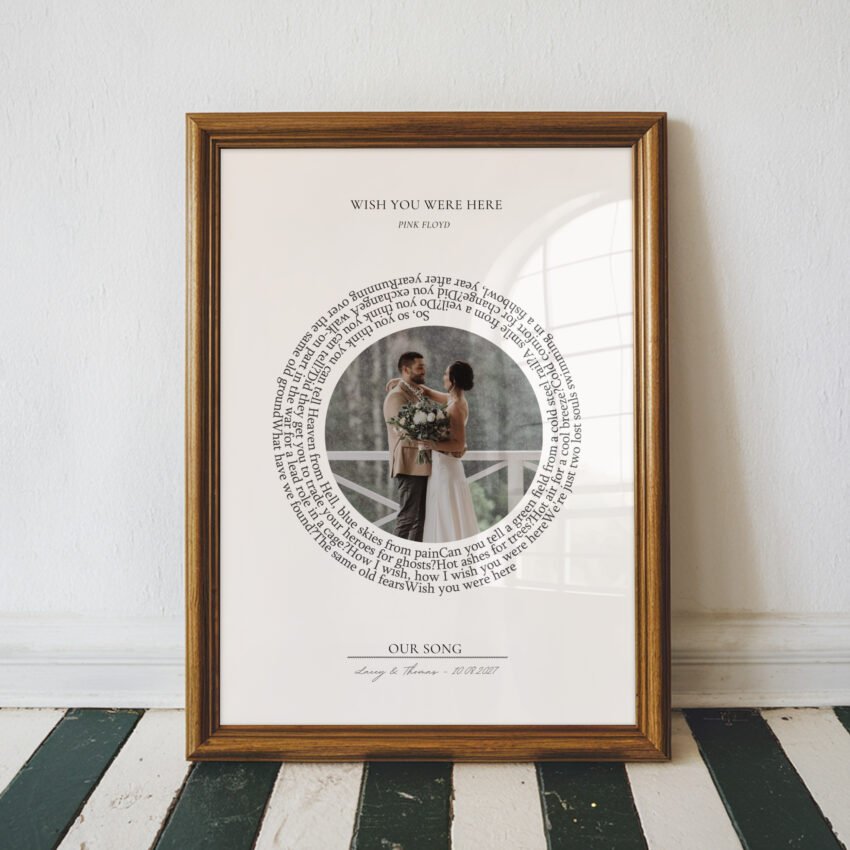 Custom Song Lyric Print with Photo – Personalized Wedding or Anniversary Gift - Image 3